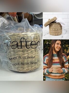 Qrafted by Qalara Lidded Woven Keepsake Container